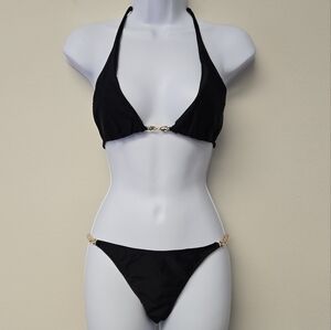 Cia.maritima Gold Seashell Black Bikini Set L